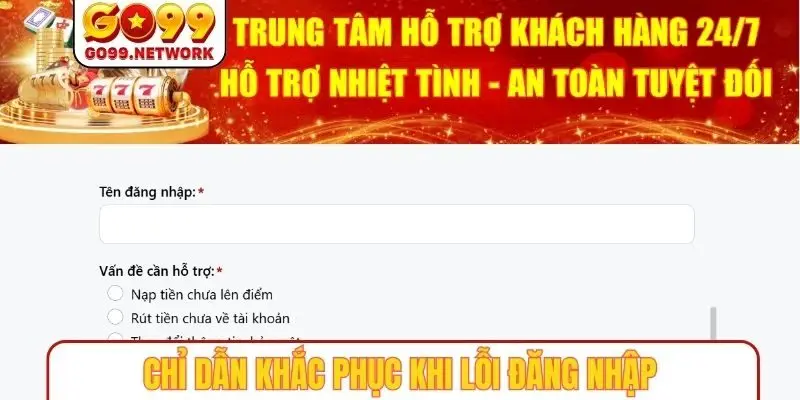 Chỉ dẫn khắc phục khi lỗi đăng nhập