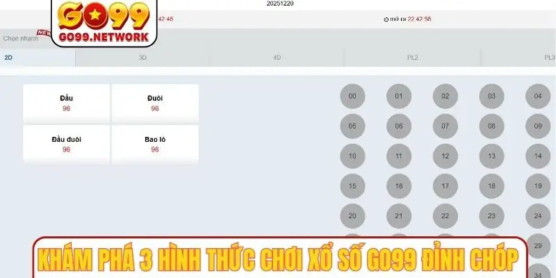 Khám phá 3 hình thức chơi xổ số GO99 đỉnh chóp