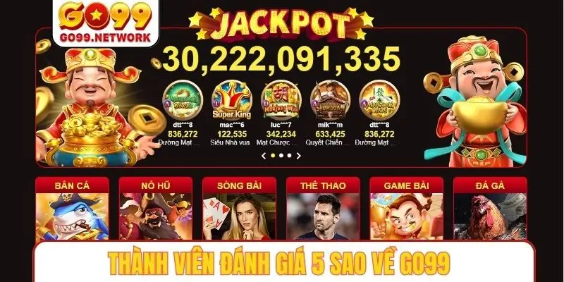 Thành viên đánh giá 5 sao về GO99